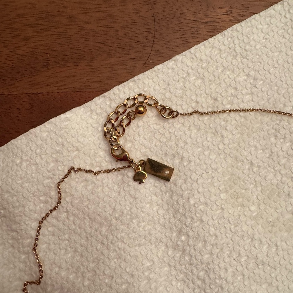 Kate Spade Gold Necklace with bright pink Pendant - Picture 3 of 5